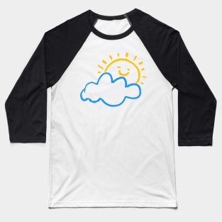 sun cloud doodle art illustration Baseball T-Shirt